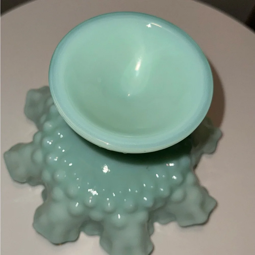 Fenton milky green Hobnail Compote Bowl - Picture 3 of 3